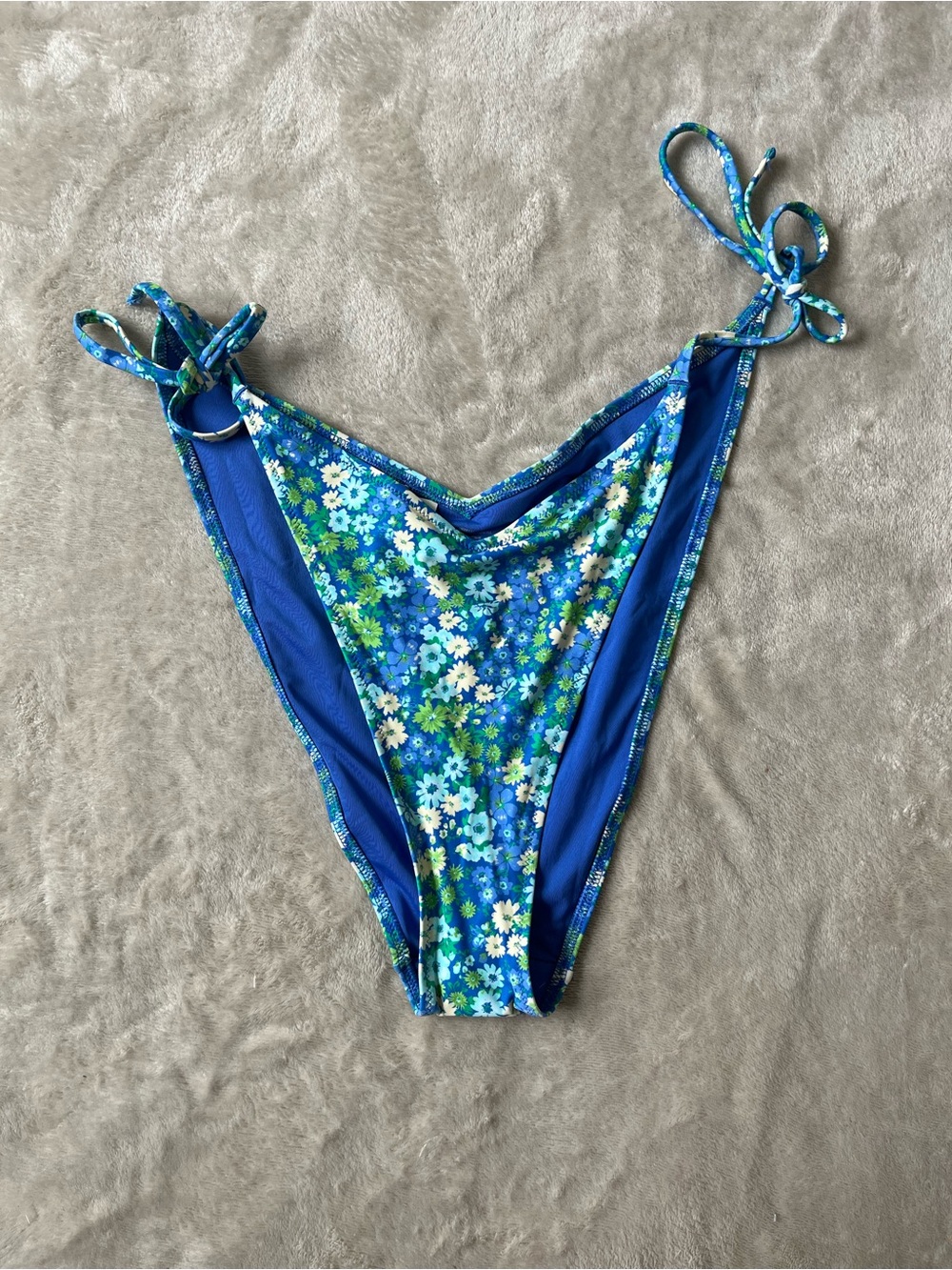 Aerie Women’s Blue Floral Cheekiest Bikini Bottoms XL NWT Side Ties